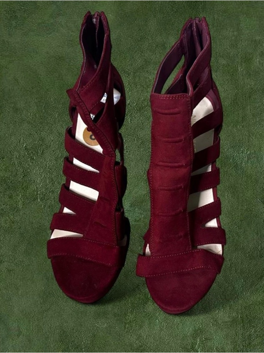 Nine West Burgundy Strappy Suede High Heels